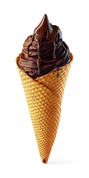 Helado suave de chocolate en cono